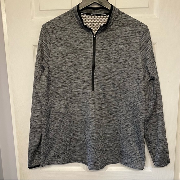 Nike Golf Men's Black and Gray 1/4 Zip-Up Sweater Dri - Fit - Picture 1 of 14